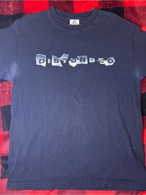 VINTAGE Disturbed Men's Navy Short Sleeve Graphic Tee